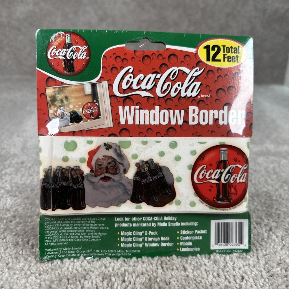 Christmas Decor Santa Window Border Cling Coca Cola Vintage 1999 - 12' Long - Picture 2 of 4